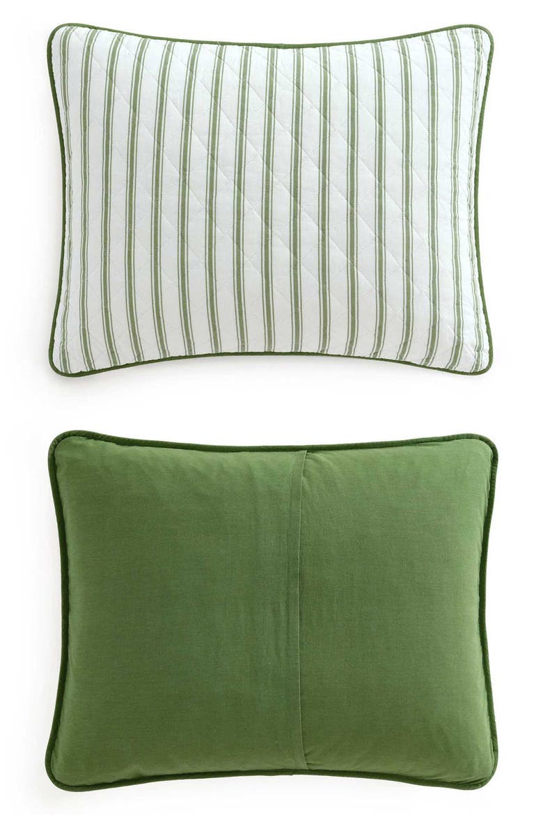 Ticking Stripe Cotton Quilt Set, Alternate, color, WHITE/ VINE GREEN