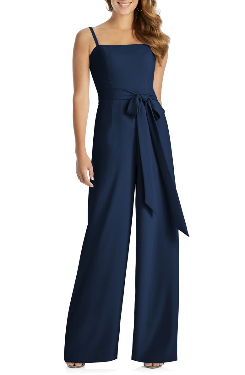 Dessy Collection Alana Crepe Wide Leg Jumpsuit, Alternate, color, 
