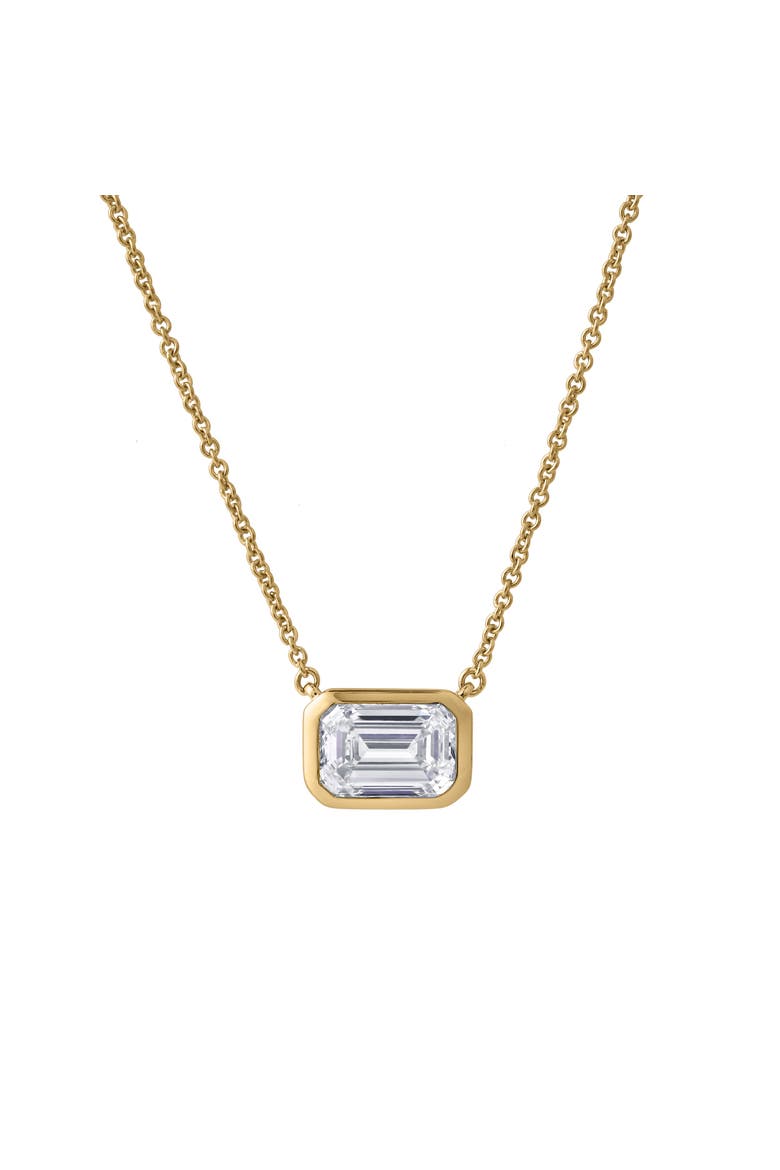 Glinda Emerald East West 14K Gold Lab Grown Diamond Bezel Necklace - 1.50 ct, Main, color, 14K Yellow Gold