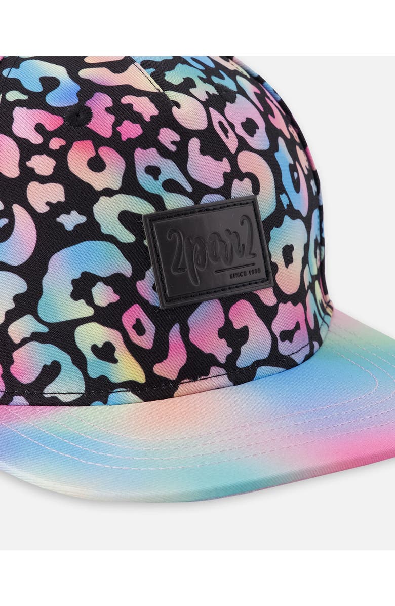 Deux par Deux Flat Brim Animal Print Cap, Alternate, color, Black Animal Print