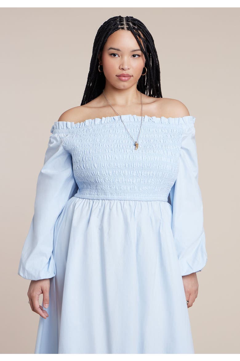 Long Sleeve Smocked Maxi Dress, Alternate, color, ICE WATER