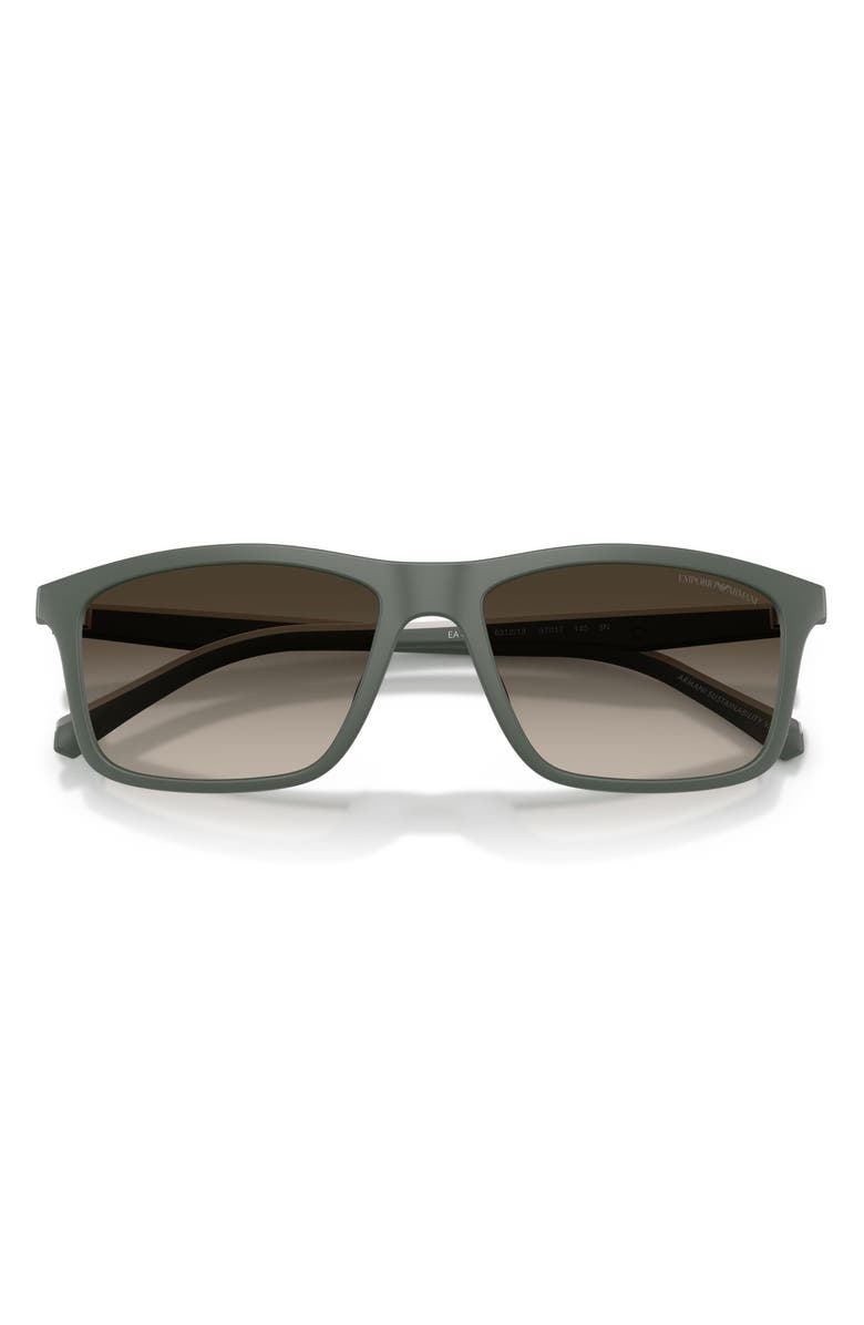 Emporio Armani 57mm Gradient Pillow Sunglasses, Alternate, color, Matte Green / Gradient Brown