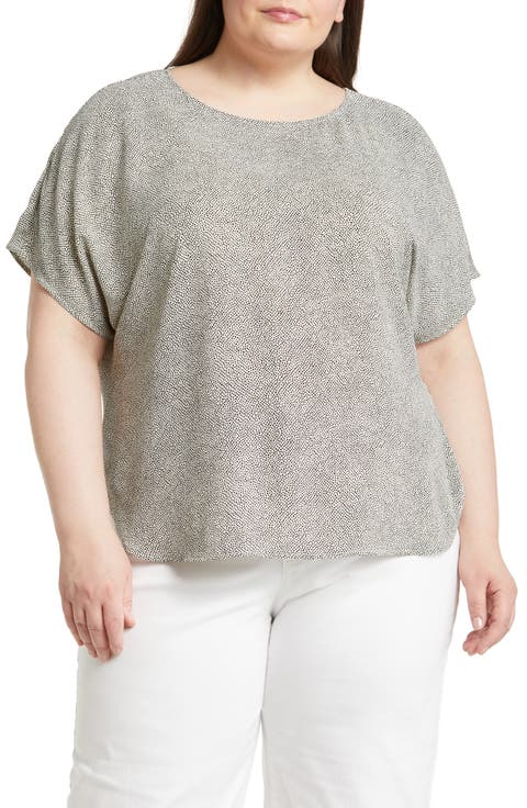 Dot Print Blouse (Plus Size)