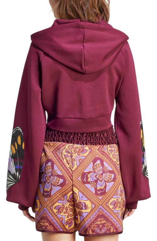 Adidas X Farm Rio Logo Graphic Crop Hoodie In Red