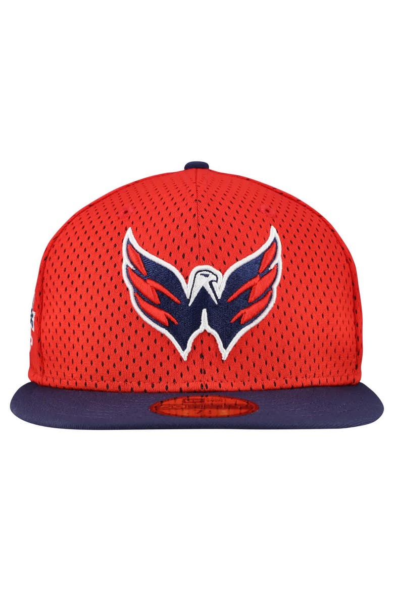 Men's New Era Red/Navy Washington Capitals Mesh Crown Two-Tone 59FIFTY Fitted Hat, Alternate, color, Red
