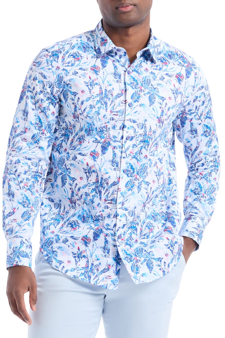Long Sleeve Button Up Shirt, Main, color, BLUE MULTI