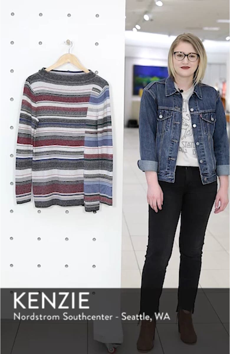 Banded Cotton Blend Offset Stripe Sweater, sales video thumbnail
