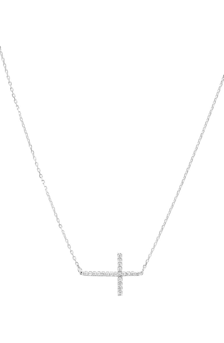 Bearfruit Jewelry Sterling Silver 18k Gold Plated Horizontal Cross Necklace, Holiday Gift Idea, Main, color, Silver