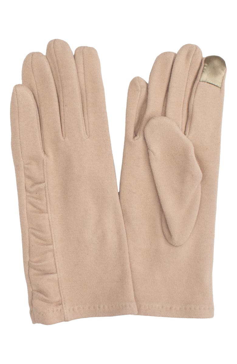 MARCUS ADLER Ruched Jersey Touchscreen Gloves, Main, color, Taupe