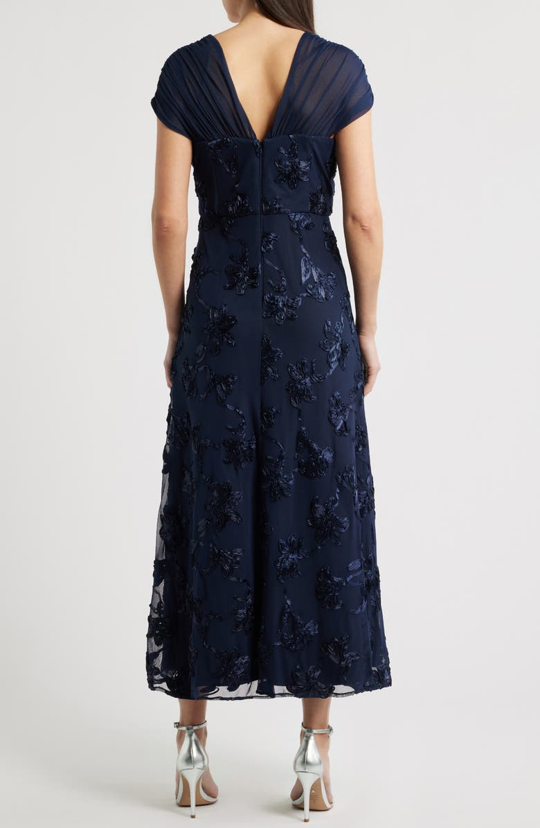 JS Collections Carolina Floral Embroidered Gown, Alternate, color, Deep Navy