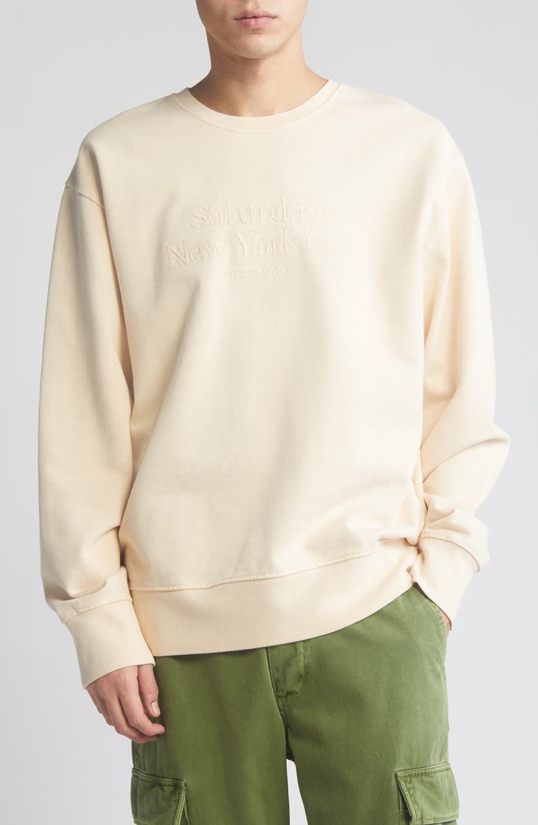 Saturdays NYC Bowery Embroidered Cotton Sweatshirt, Main, color,