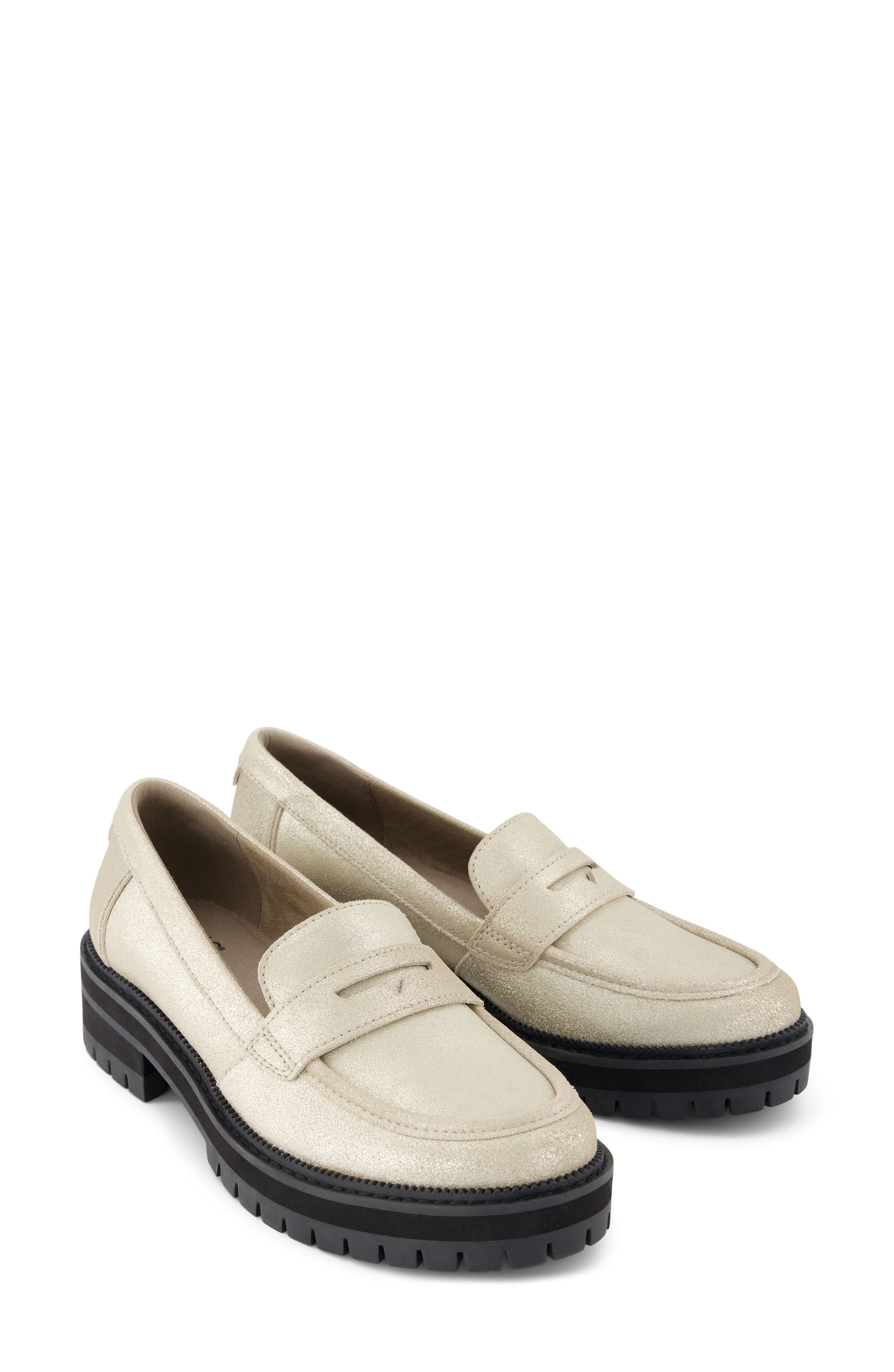 TOMS Cara Platform Penny Loafer, Alternate, color, Silver