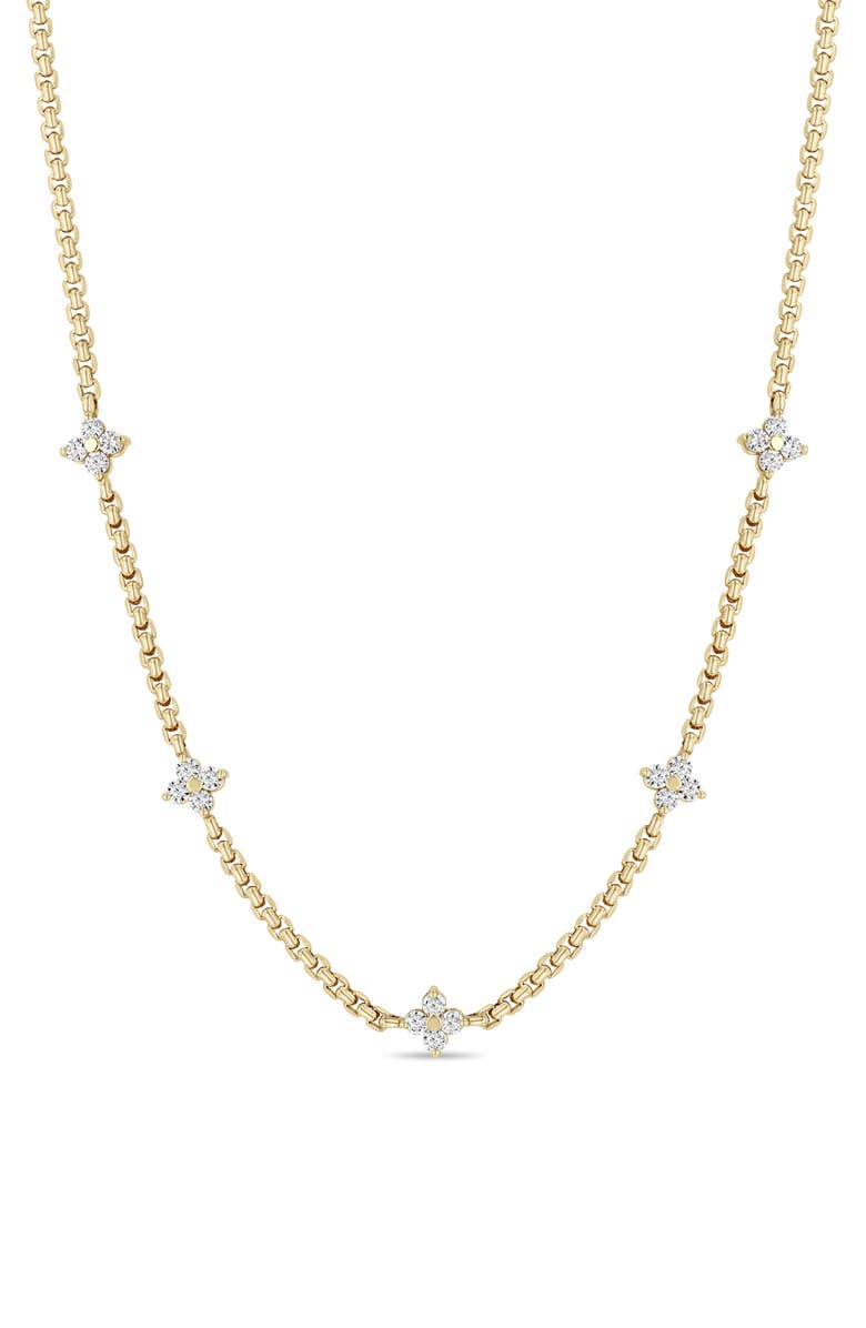 Zoë Chicco 14K Gold & Diamond Station Necklace, Main, color, Yellow Gold