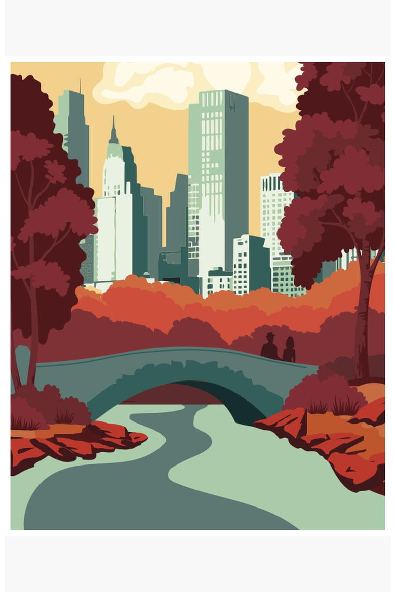 Central Park in Autumn Paint by Numbers Kit, Alternate, color, Multicolor