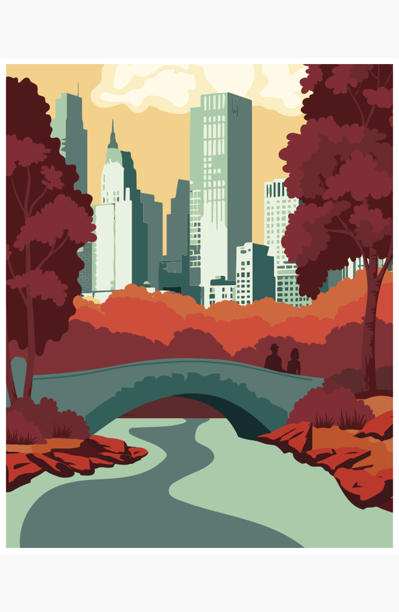 Pink Picasso Kits Central Park in Autumn Paint by Numbers Kit, Alternate, color, Multicolor