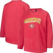 PROFILE Women's Fanatics  Red San Francisco 49ers Acid Wash Raglan Pullover Sweatshirt