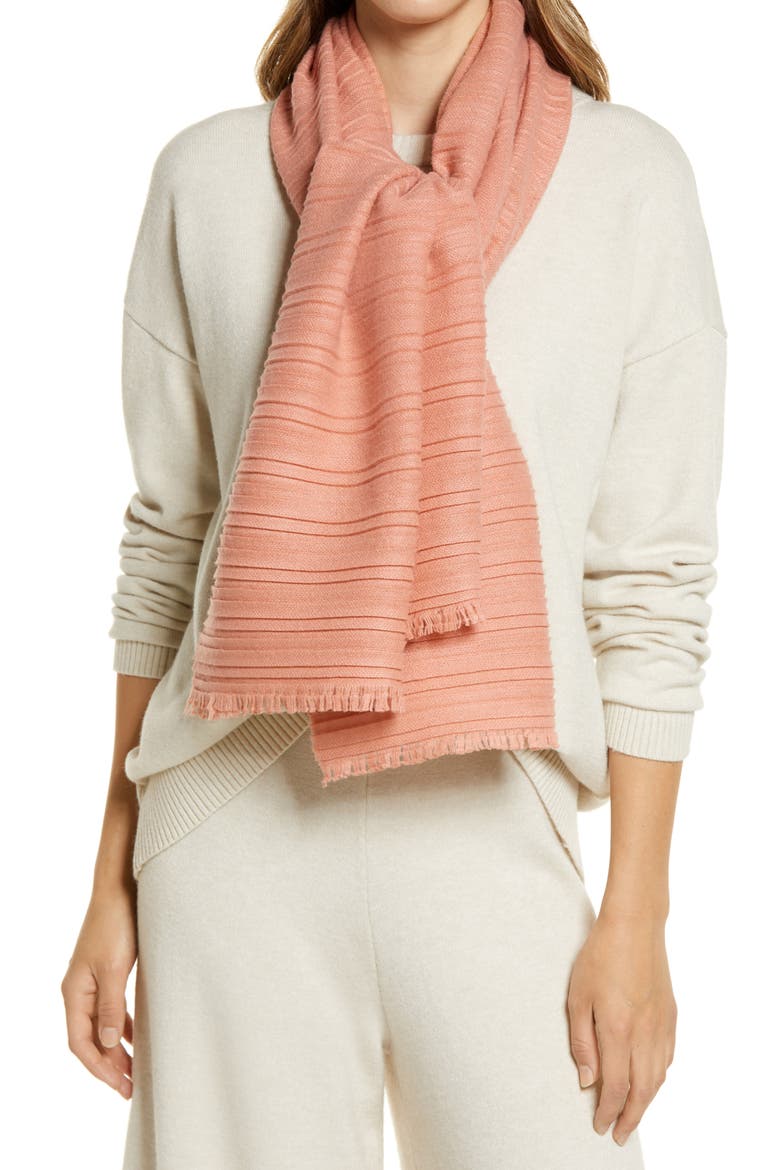 Plissé Cashmere Scarf, Main, color, PINK DAWN