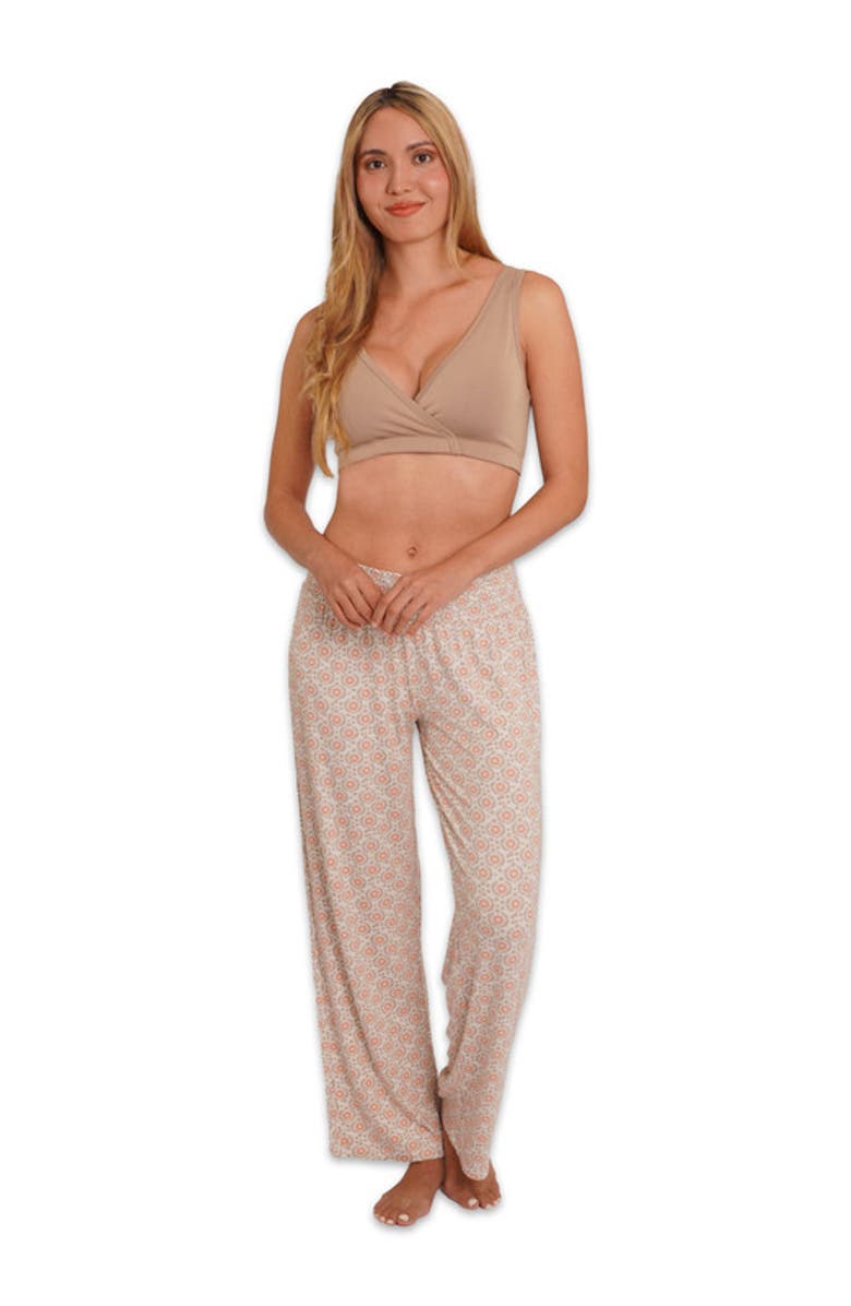 Everly Grey Paisley During & After 3-Piece Maternity/Nursing Sleep Bras, Alternate, color, Latte