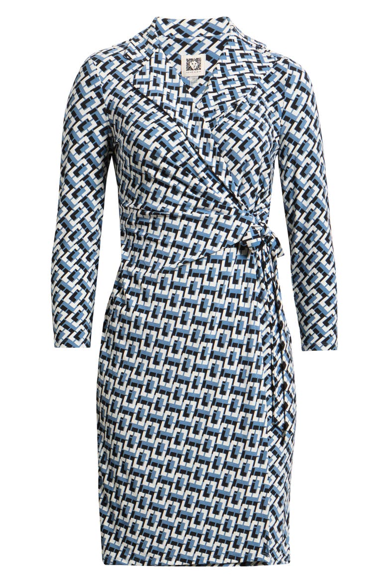 Notch Collar Wrap Dress, Main, color, DUTCH BLUE MULTI