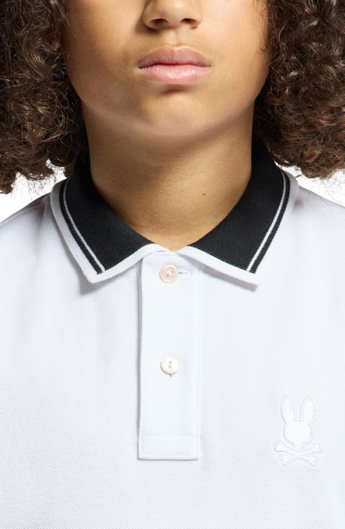 Psycho Bunny Kids' Oak City Piqué Polo In White