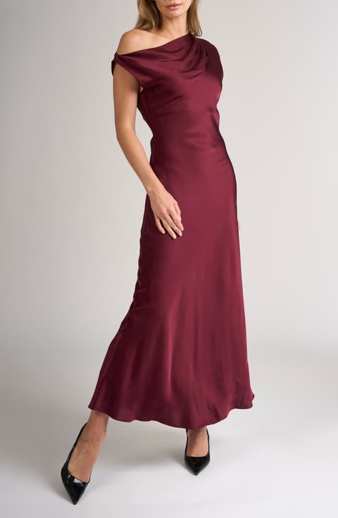Mandy One-Shoulder Satin Gown