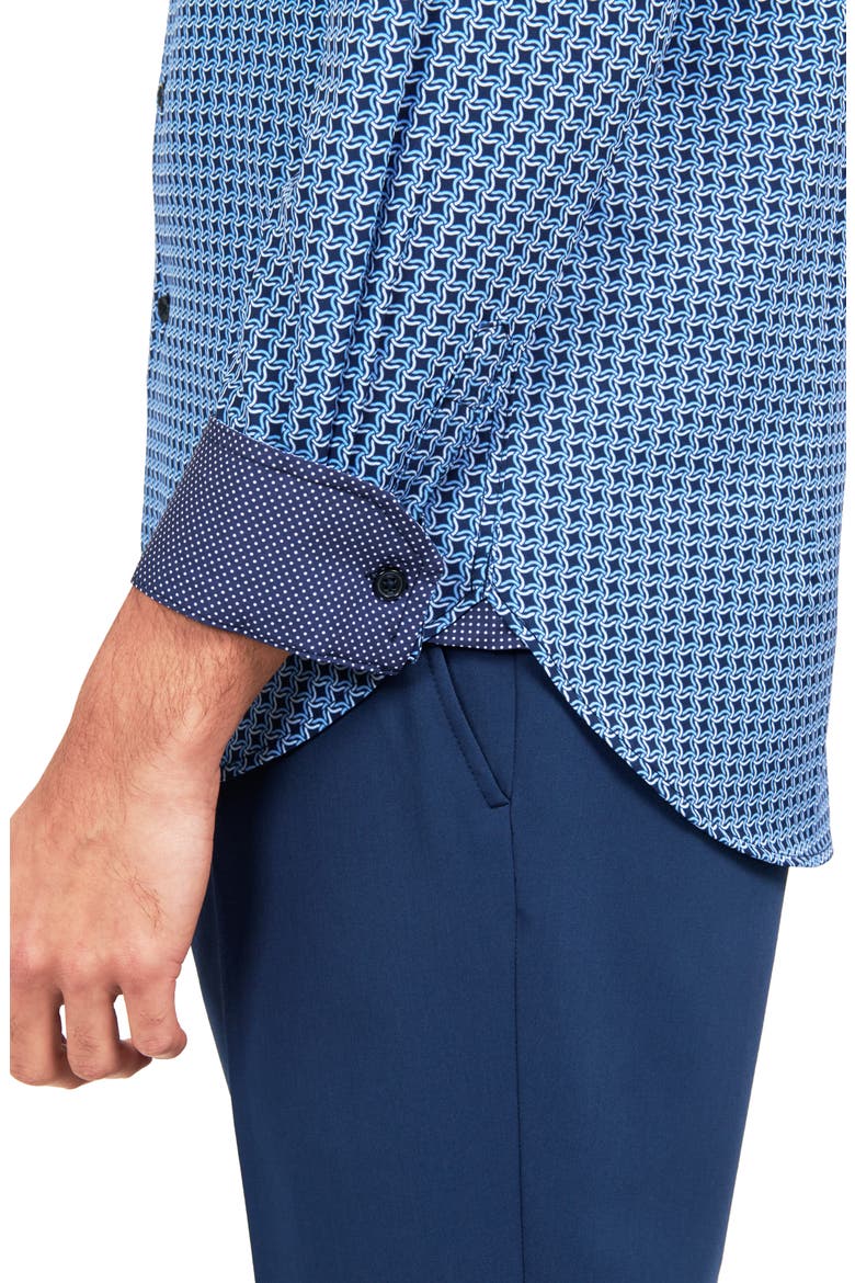 Squiggle Geometric Print Performance Dress Shirt, Alternate, color, NAVY