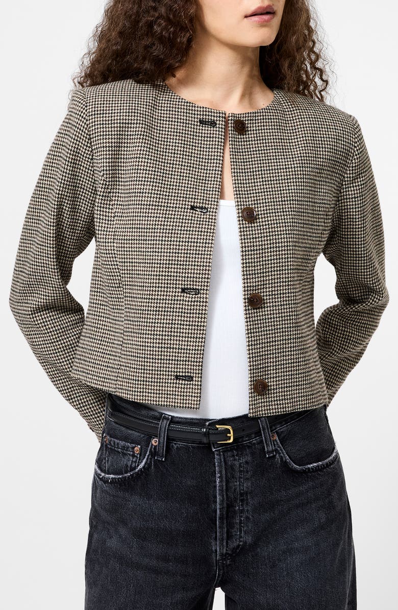 French Connection Houndstooth Check Jacket, Main, color, Brown Multi