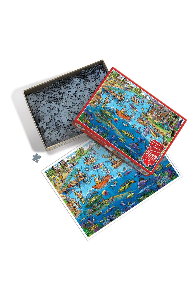 DoodleTown Gone Fishing 1000 Piece Puzzle Reference Poster Included, Alternate, color, Multicolored