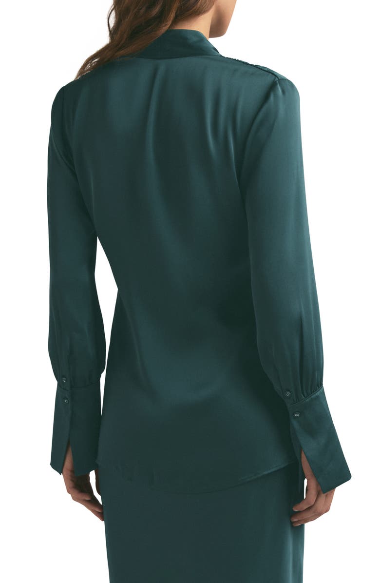 Favorite Daughter The Izzy Fluted Sleeve Satin Shirt, Alternate, color, Juniper