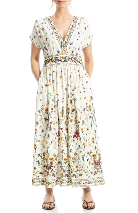 Surplice Neck Short Sleeve Maxi Dress