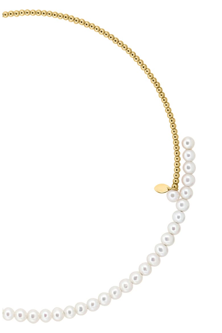 14K Yellow Gold 4.5mm Freshwater Pearl Beaded Choker Necklace, Alternate, color, GREEN