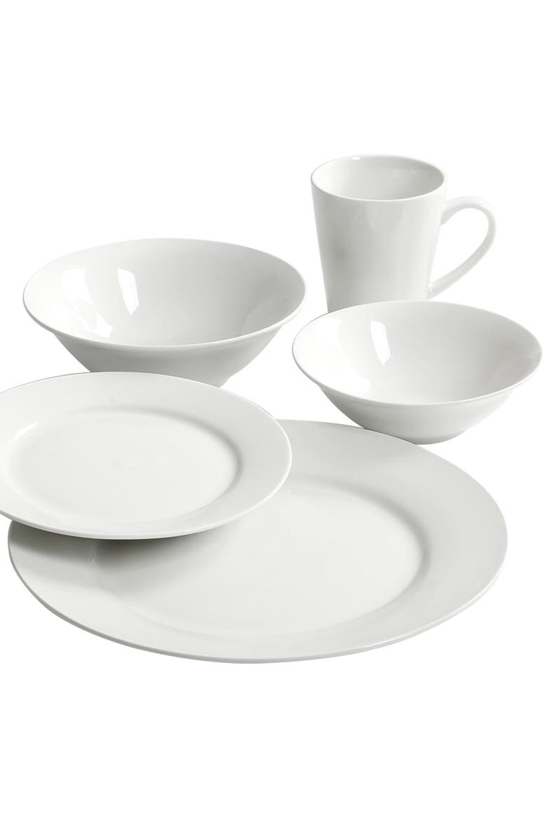 Noble Court 30 Piece Ceramic Dinnerware Set, Alternate, color, White