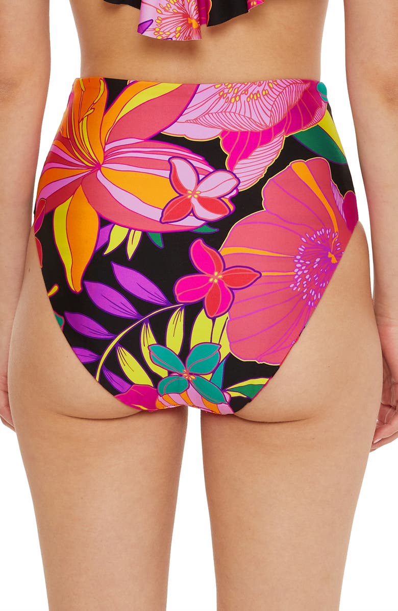 Trina Turk Solar Floral Reversible High Waist Bikini Bottoms, Alternate, color,