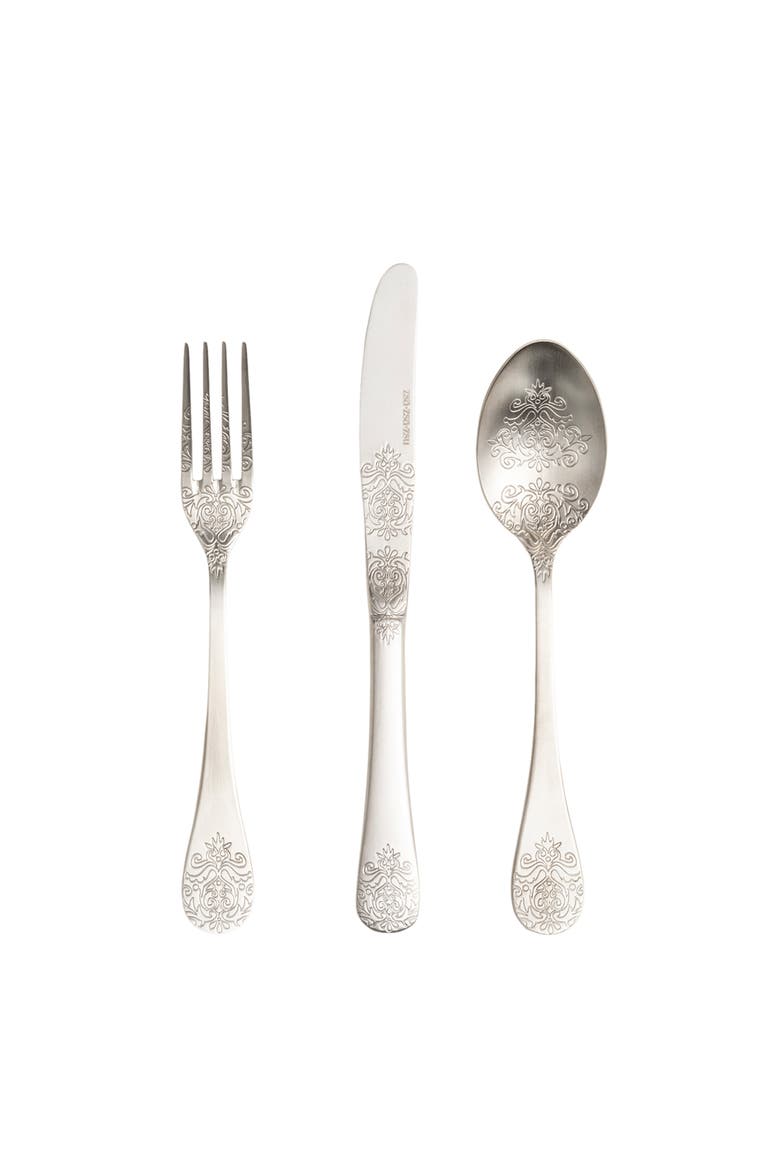 Dume Patterned Stainless Steel Dinner Spoon Set of 4, Alternate, color, Silver