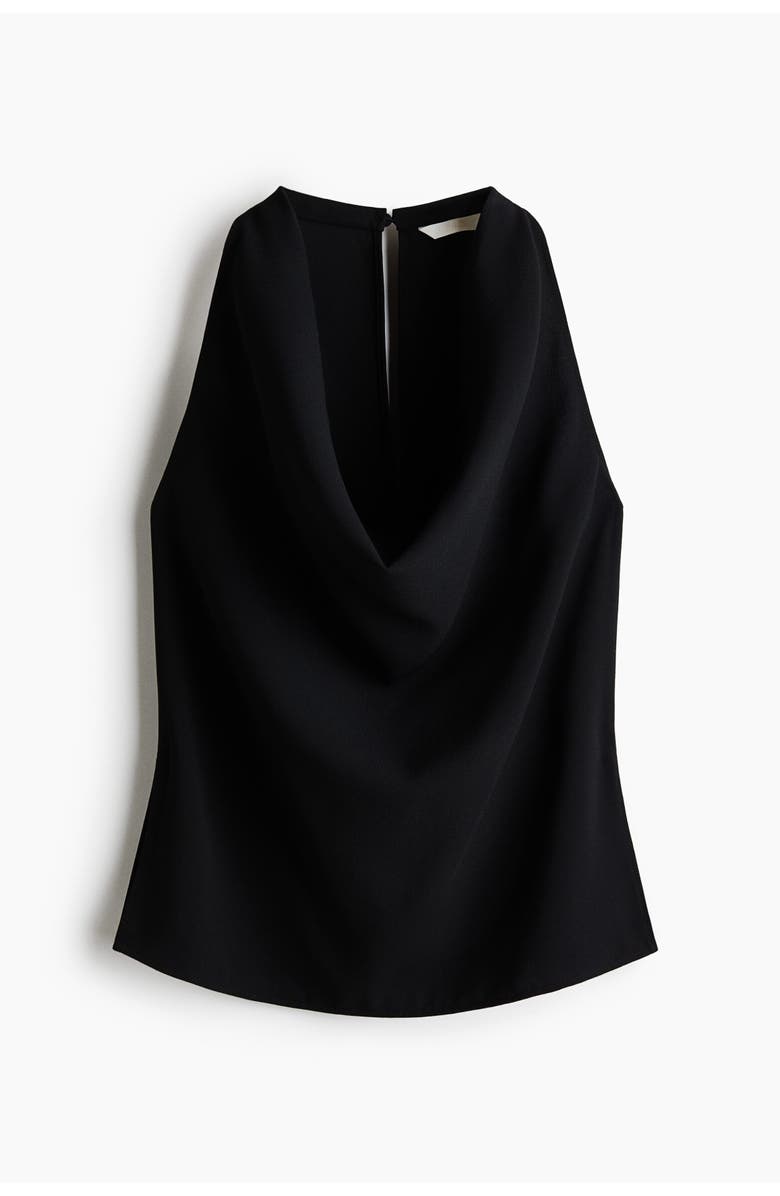 H&M Cowl-neck Top, Alternate, color, Black