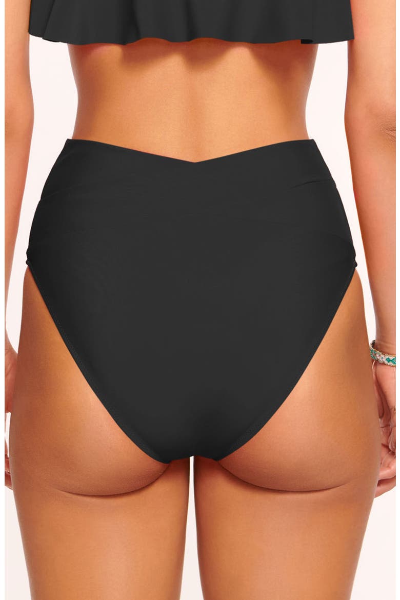 Luella High Waist Bikini Bottoms, Alternate, color, BLACK