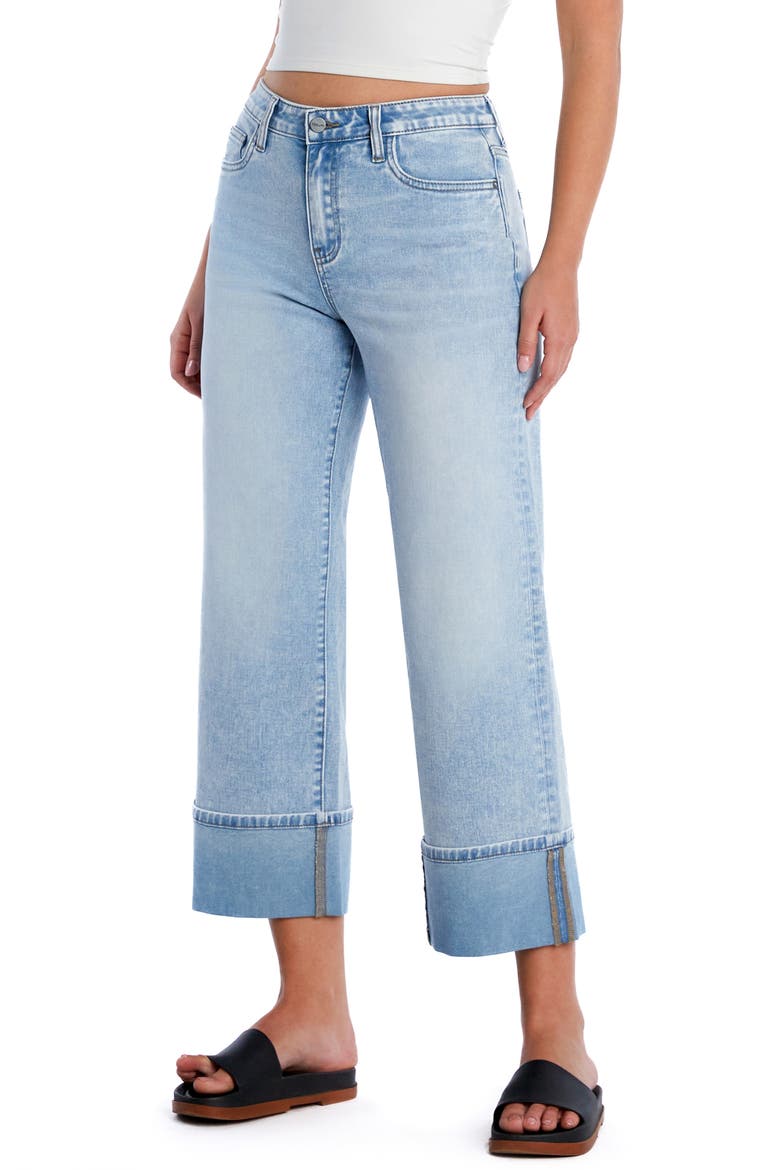 Clever Cuffed High Waist Wide Leg Jeans, Alternate, color, COOL GIRL BLUE