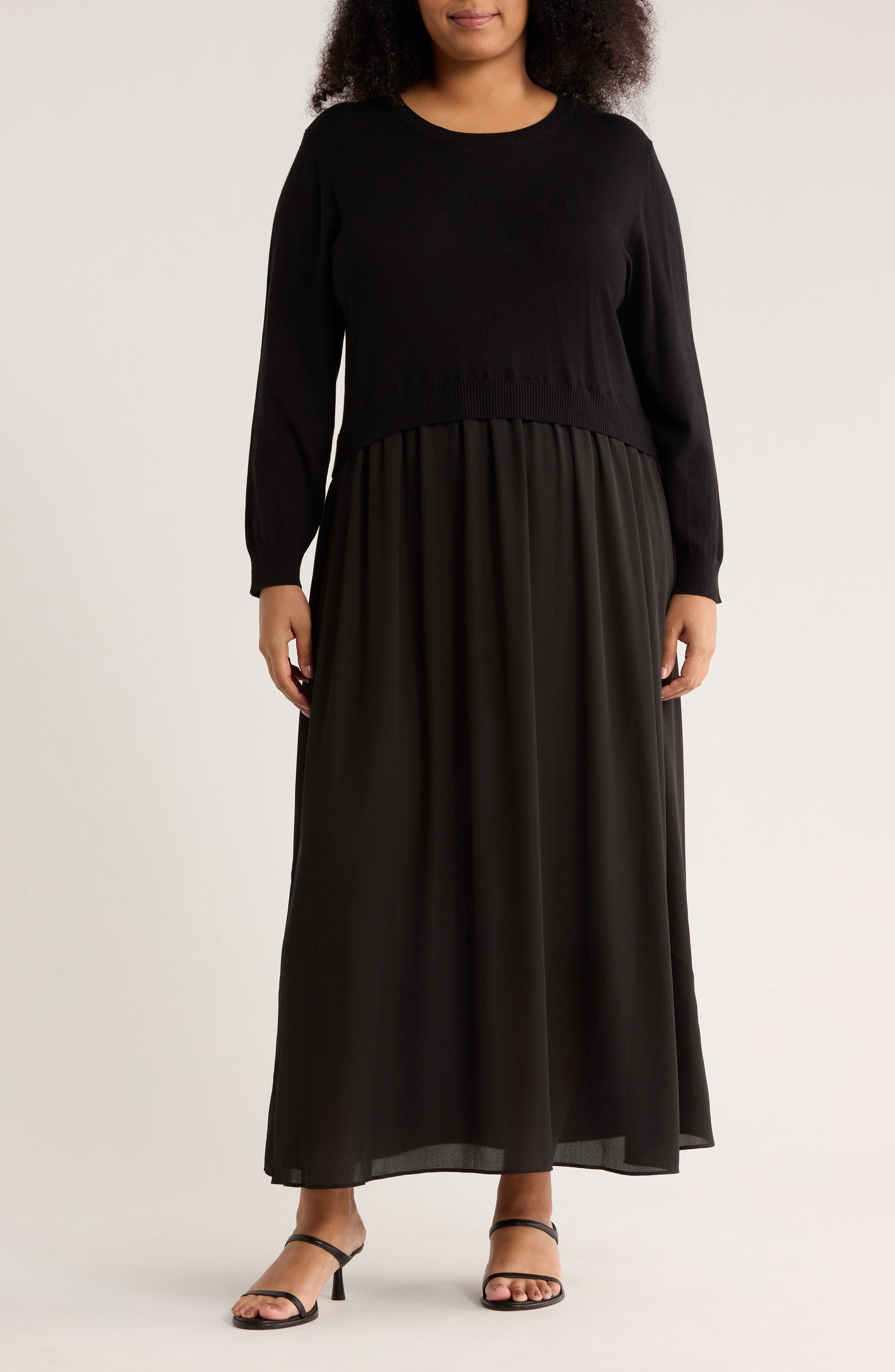 MAX STUDIO Long Sleeve Twofer Sweater Dress