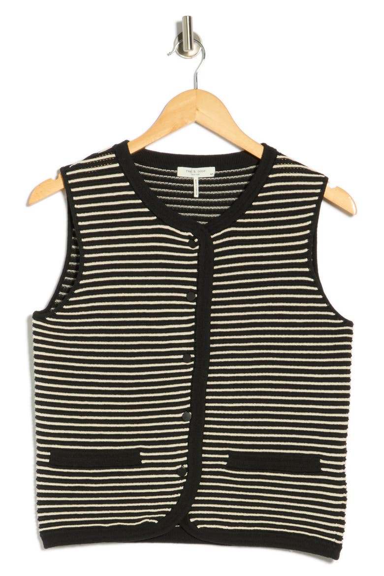 Vivi Stripe Cotton Blend Sweater Vest, Alternate, color, BLACK MULTI