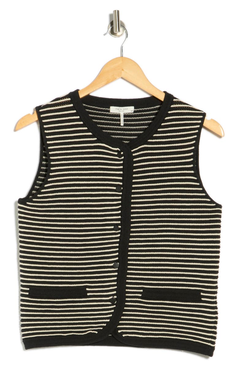rag & bone Vivi Stripe Cotton Blend Sweater Vest, Main, color, Black Multi