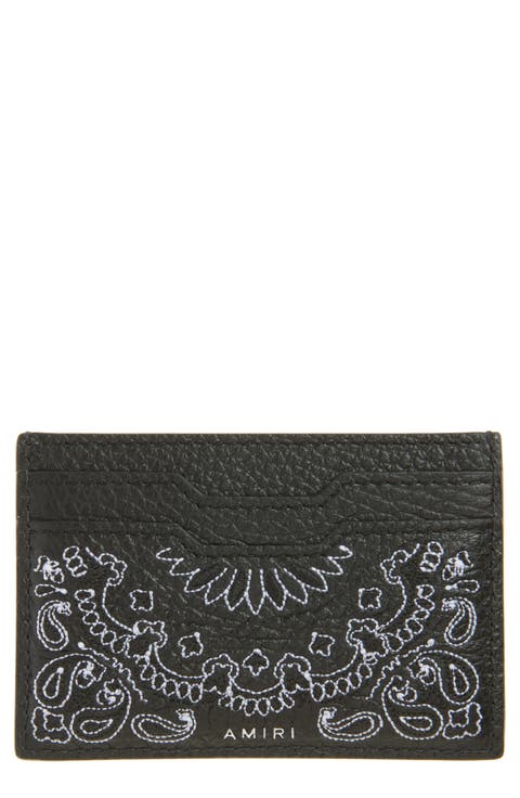 Bandana Embroidered Leather Card Case