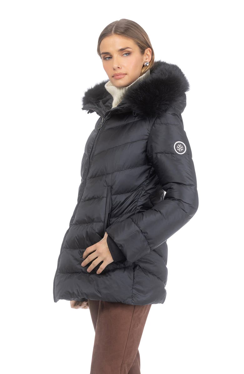 GORSKI Apres-Ski Mid Jacket With Detachable Toscana Lamb Hood Trim, Alternate, color, Black/Black