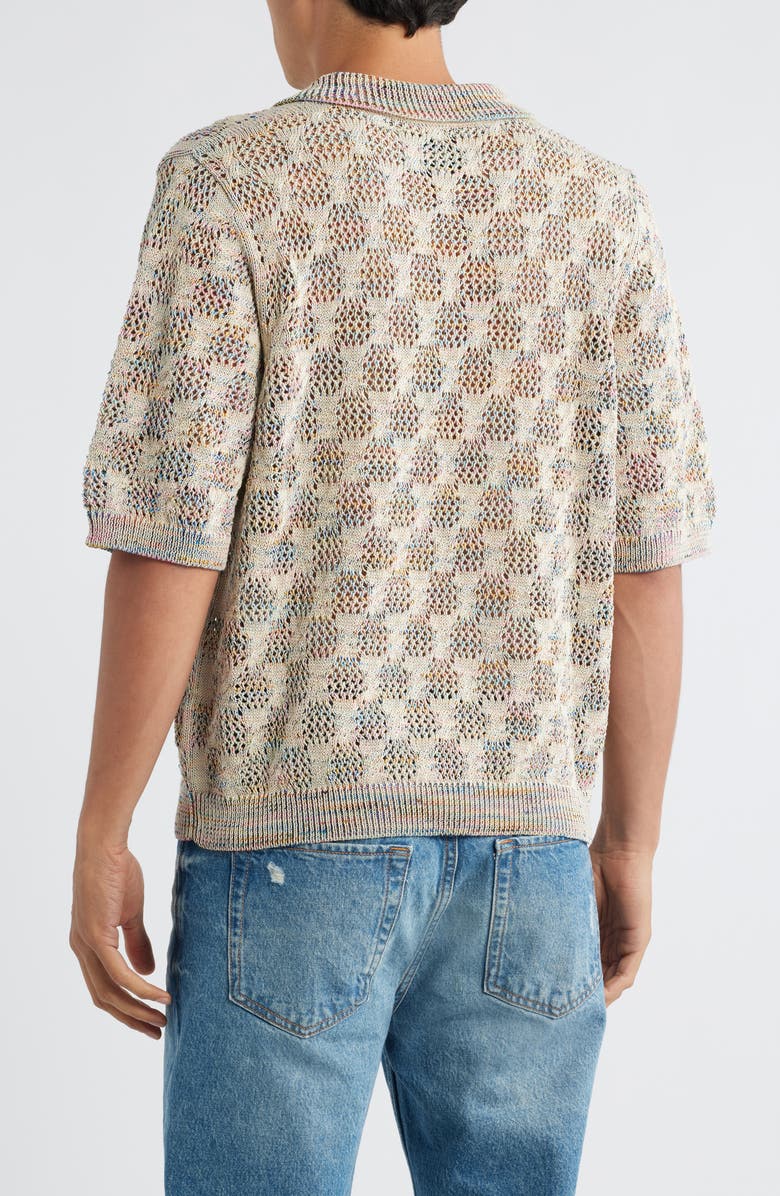 Corridor Cable Lace Open Knit Polo Sweater, Alternate, color, Natural