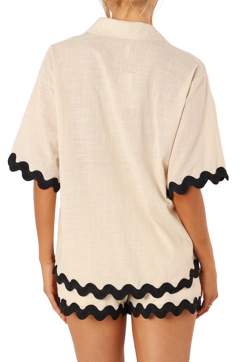 Wilson Rickrack Trim Cotton Shirt & Shorts Set, Alternate, color, CREAM BLACK