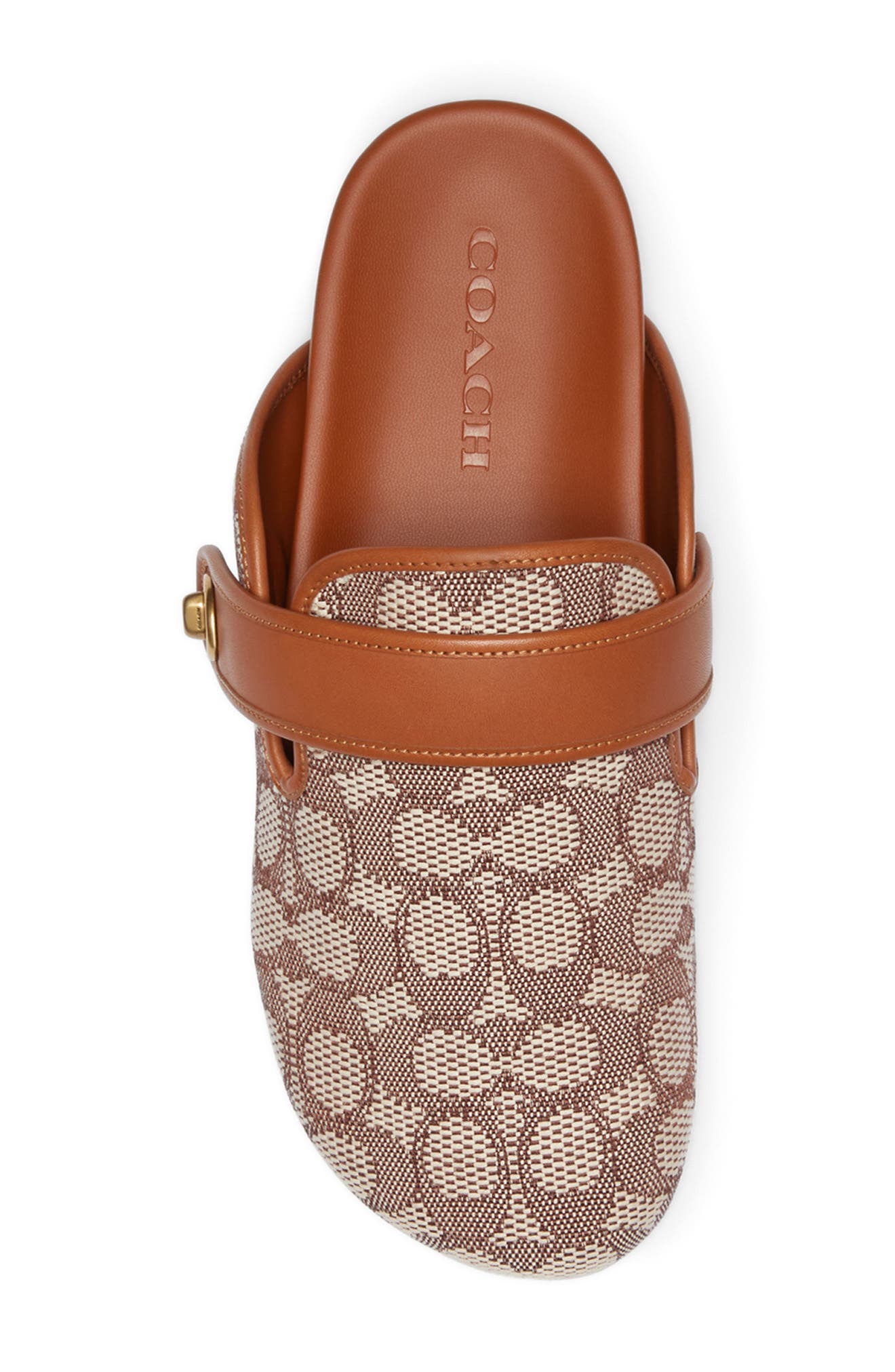 COACH Blake Studded Suede Clog, Alternate, color, Cocoa/ Burnished Amber