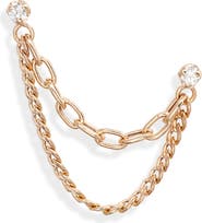 Zoë Chicco Single Diamond & Mixed Chain Double Stud Earring
