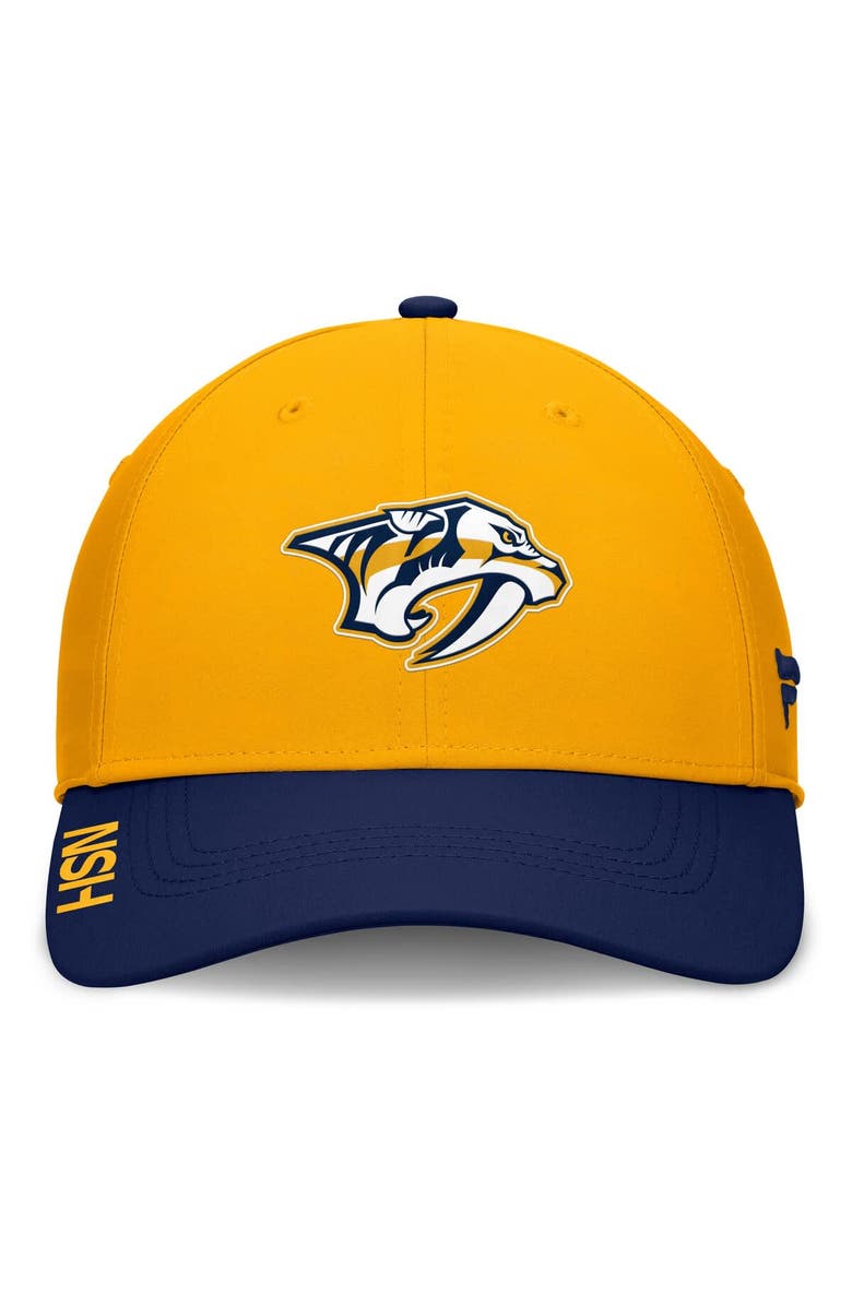 FANATICS Men's Fanatics Gold/Navy Nashville Predators Authentic Pro Rink Flex Hat, Alternate, color, Gold