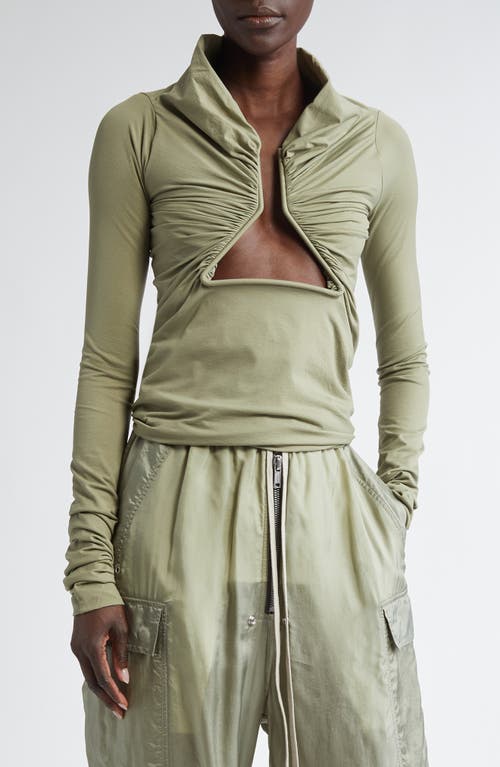 Rick Owens Prong Ruched Jersey Top In Celadon