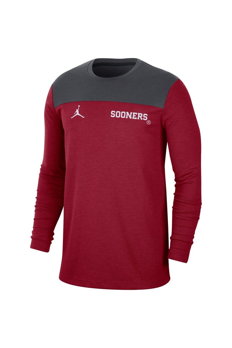Men's Jordan Brand Crimson Oklahoma Sooners Player Performance Long Sleeve T-Shirt, Alternate, color, Crimson
