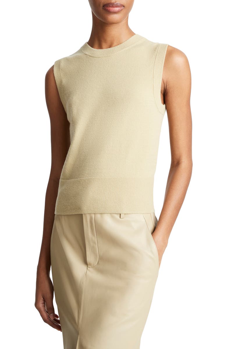 Vince Sleeveless Wool & Cashmere Blend Sweater, Alternate, color, Thyme